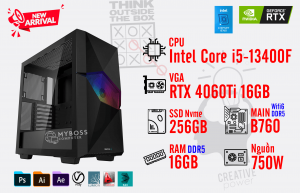 Bộ PC I5-13400F/ Ram 16G DDR5/ SSD Nvme 256G/ VGA RTX 4060Ti 16GB