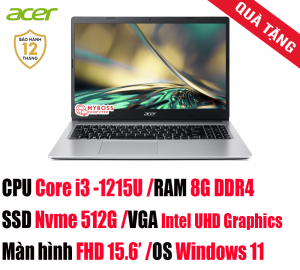 Laptop Acer Aspire 3 A315-59-38PG NX.K6TSV.00/ i3-1215U/ RAM 8GB DDR4/ SSD 512GB/ Intel UHD Graphics