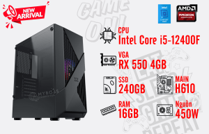 Bộ PC I5-12400F/ RAM 16G/ SSD 240G/ VGA RX 550 4GB