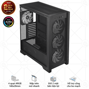Vỏ Case TUF Gaming GT302 ARGB - Black (Tặng 4 Fan ASUS ARGB)