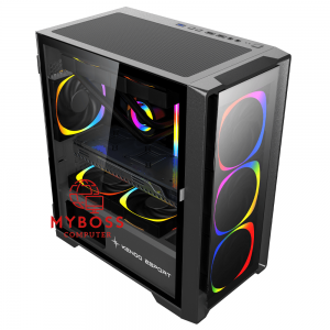 Vỏ Case KENOO ESPORT M500 3F MẶT KÍNH - Black (3 Fan RGB)