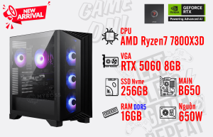 Bộ PC AMD Ryzen 7 7800X3D/ RAM 16G DDR5/ SSD Nvme 256G/ VGA RTX 5060 8GB