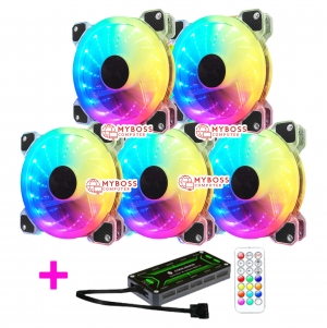 Kit Fan CooLmoon V3 White Led Rainbow RGB ( 5 fan + Hud + điều khiển )