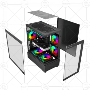 Vỏ Case CENTAUR TIMBER - Black (Tặng 3 Fan RGB)