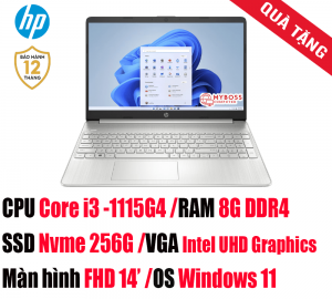 Laptop HP 14s-dq2644TU 7C0W6PA/ i3-1115G4/ RAM 8GB DDR4/ SSD 256GB/ Intel UHD Graphics