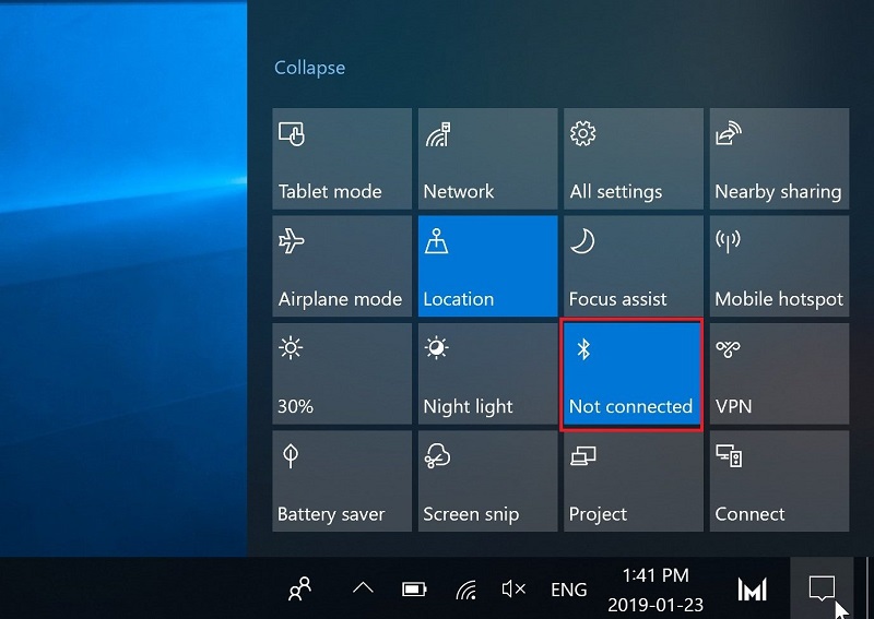 Hiện lên biểu tượng bluetooth bị mất trong window10