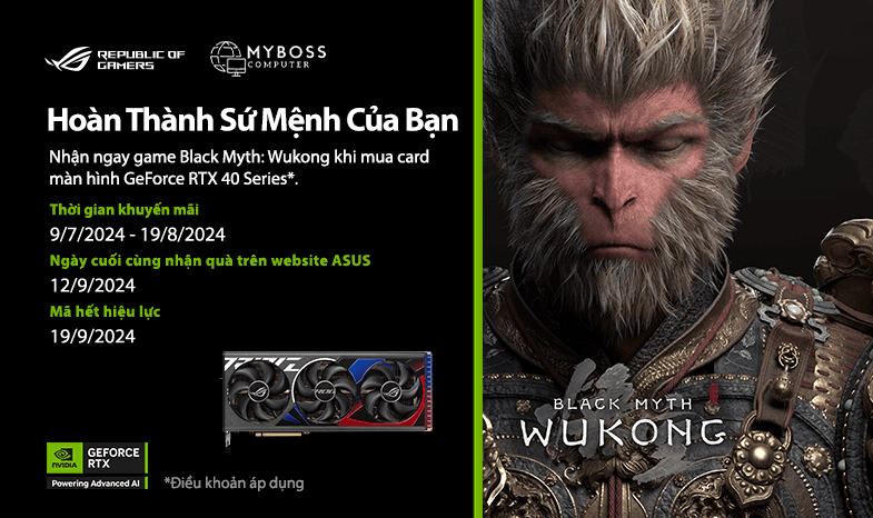 MUA VGA ASUS RTX 40 TẶNG CODE GAME BLACK MYTH: WUKONG CỰC HOT