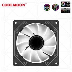 Fan Coolmoon F3 LED ARGB Vô Cực, Sync Main - Black/ Cánh Đảo Chiều