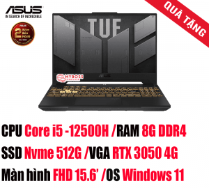 Laptop ASUS TUF Gaming F15 FX507ZC4-HN074W/ i5-12500H/ RAM 8GB DDR4/ SSD 512GB/ RTX 3050 4GB