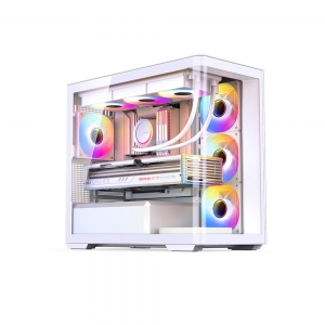 Vỏ Case JONSBO D300 White ( MATX, Màu Trắng, Kính Cong)