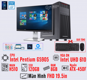 BỘ PC OFFICE G5905 - RAM 8G - SSD 120G - VGA On UHD 610 - MÀN HÌNH 19.5in