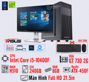 BỘ PC OFFICE I5-10400F - RAM 8G - SSD 240G - VGA GT 730 2G - MÀN HÌNH 21.5in