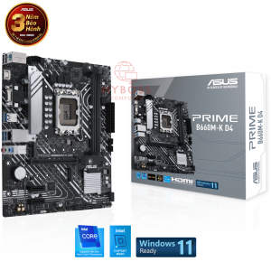 Mainboard Asus PRIME B660M-K D4 (Intel B660, Socket 1700, m-ATX, 2 khe RAM DDR4)