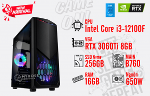 Bộ PC I3-12100F/ Ram 16G/ SSD Nvme 256G/ VGA RTX 3060Ti